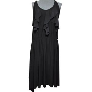 Black Sleeveless Ruffle Accent Dress Size Large